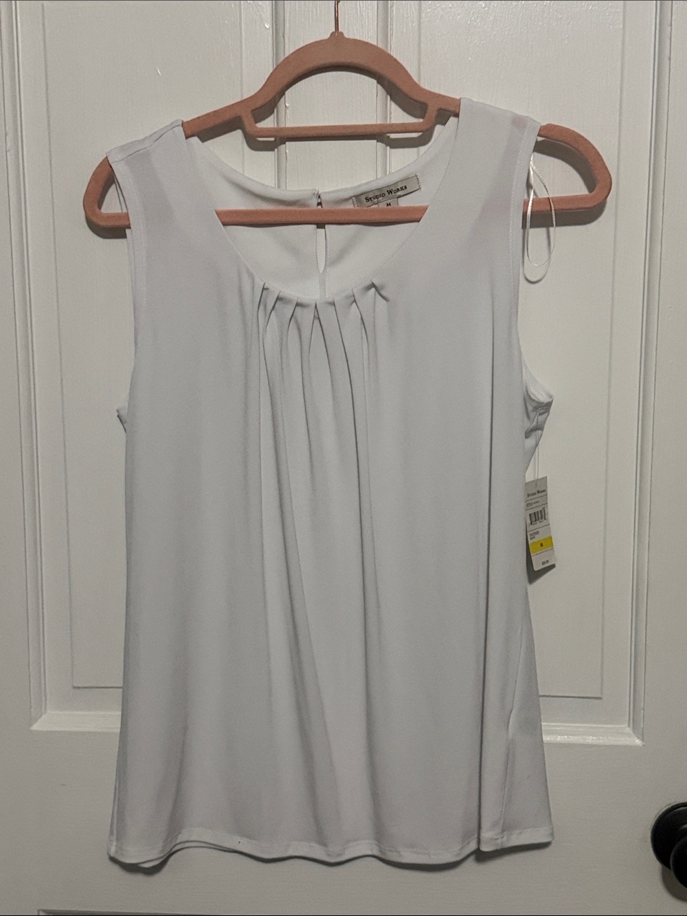 Studio Works Sleeveless Pleated Front Camisole - White